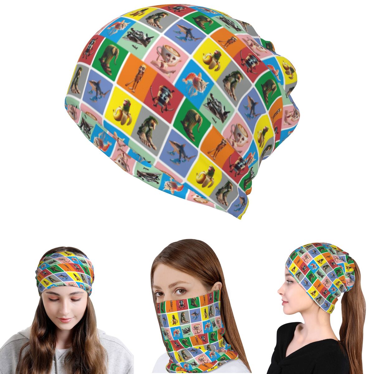 Knit Beanie Hat Warm - Wielofunkcyjna chusta na szyję, maska, szalik,