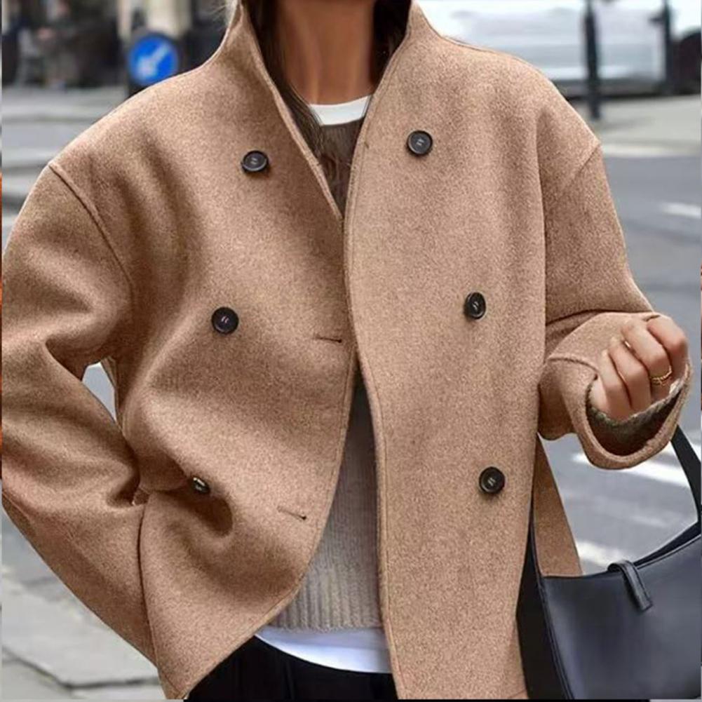 Wool Coat Peacoat - Damski płaszcz zimowy, krótki wełniany płaszcz