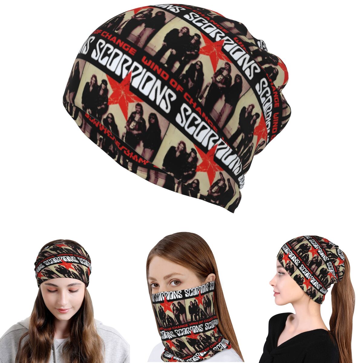 Knit Beanie Hat Warm - Scorpions Bandana Rockowa Chusta na Szyję