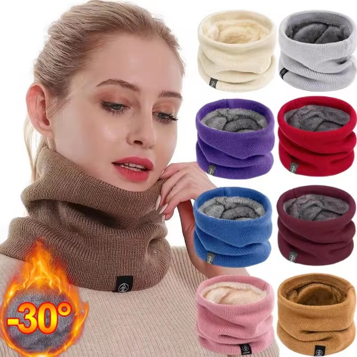 Winter Headband Fleece - Solidny zimowy pluszowy tłumik wełniany dla