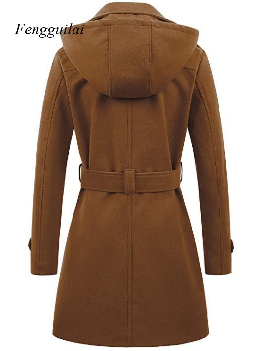 Damski czarny płaszcz z kaptur – Wool Coat Peacoat recenzja i cena